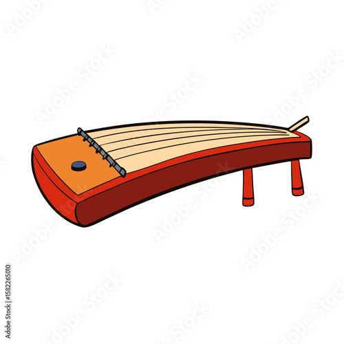 Guzheng China Vector Illustration Isolated