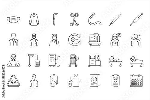 Collection of Medical and Health Care Icons for Patient Care and Services