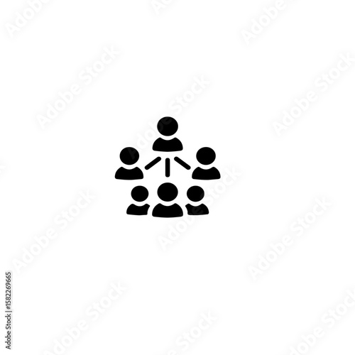 A simple black and white organization chart with people connected up
