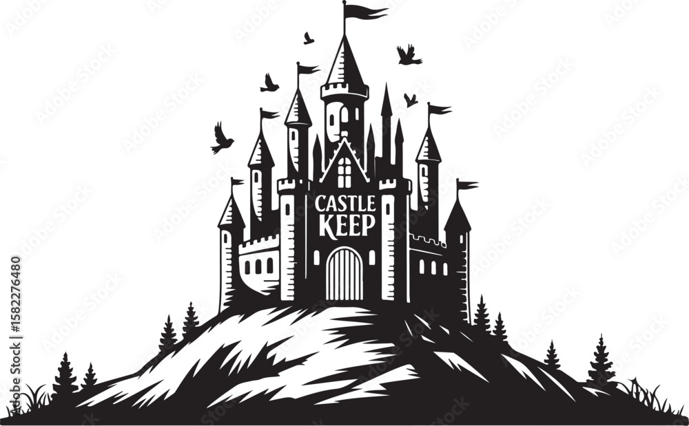 Fototapeta premium Medieval Castle Silhouette Set