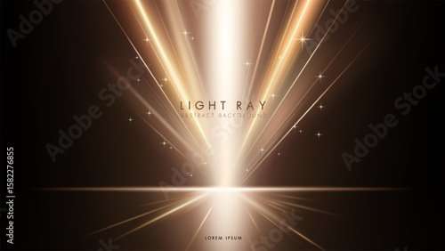 Abstract golden light rays bursting from a central point on a dark background. Elegant and luxurious design.