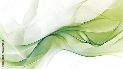 Abstract flowing shapes of pale green and white