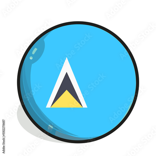 Free Download Icon A stylized, round depiction of the flag of Saint Kitts and Nevis, featuring a bold, bright blue background and a prominent, dark gray triangle with a yellow base. - GFXLoad