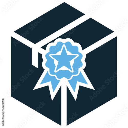 Quality box icon vector, symbolizing a premium product or excellent packaging. Ideal for e-commerce, shipping, or branding designs to convey high-grade goods and secure delivery.