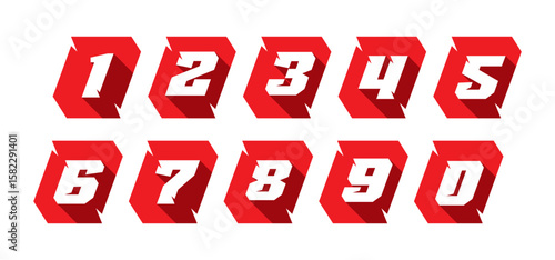 Number set of zero to nine with shadow effect. Colorful circles and numbers. Numbers symbols with long shadow. Number digit vector icon in colorful circle. Set of 1-9 numbers vector.