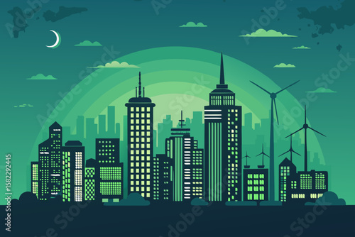 Enchanting City Skyline Night Powered Fully Ener Editorial Quality Content Energetic Lively Composition Excellent for Brand Identity Development Artistic Photography Masterpiece Creation Creative Asse