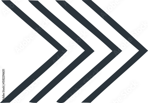 Forward Chevron Direction: A sleek arrangement of chevron symbols, forming a clear and direct arrow that symbolizes progression and direction.