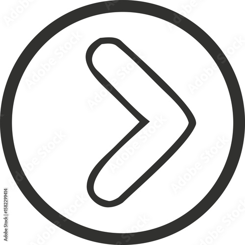 Arrow of Progression: A modern minimalist design showcases an arrow pointing to the right, enclosed within a circular frame, representing direction, movement, and progress. 