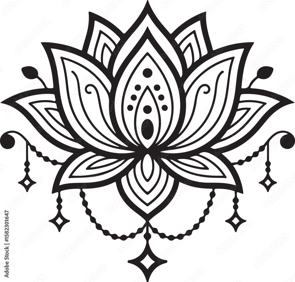 Fototapeta premium Lotus Flower Vector Illustration Artistic Floral Element Art Decoration