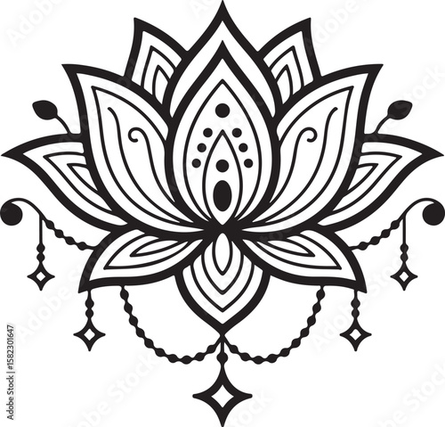 Lotus Flower Vector Illustration Artistic Floral Element Art Decoration
