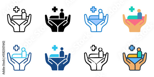 Hospice Care icon set multiple style collection 

