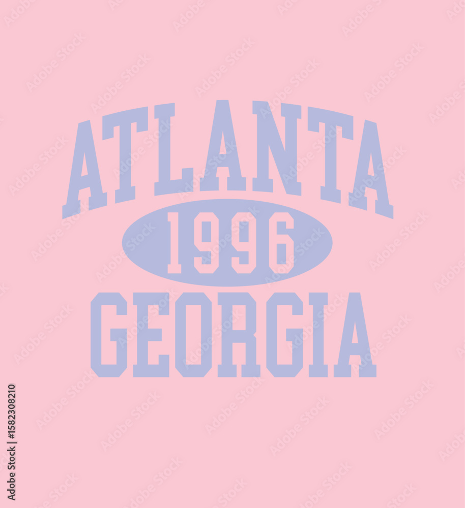 Fototapeta premium Atlanta Georgia varsity wreaf LA cute college front typography slogan design sports Varsity College USA Trending Graphic Tee t-shirt logo slogan artwork typography tote badge emblem crest 