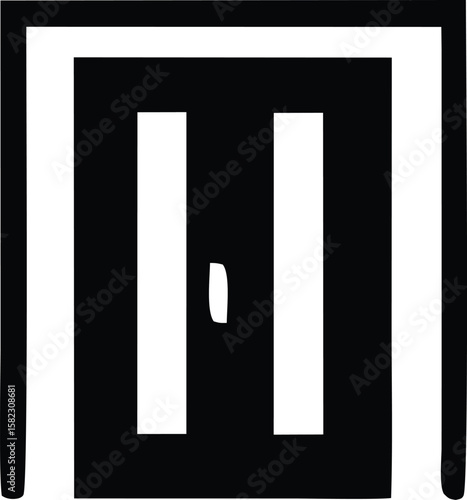 Doorway Silhouette: An enigmatic monochrome silhouette presents an open doorway, symbolizing potential, choice, and the threshold of a new beginning, with a focus on the abstract form and design.