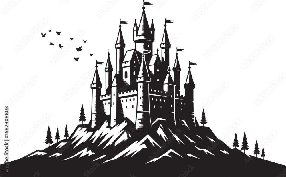 Naklejka premium Medieval Castle Silhouette Bundle