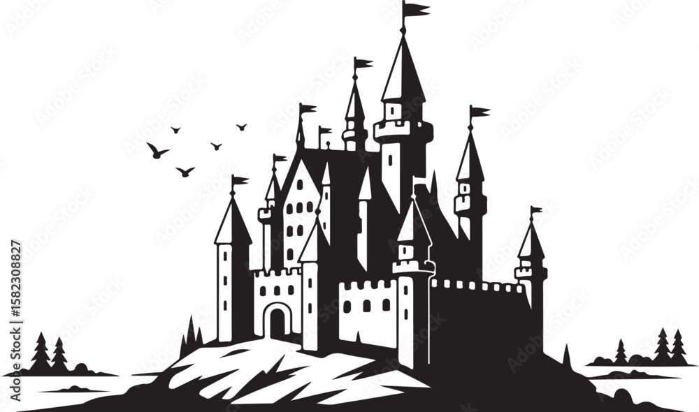 Obraz premium Medieval Castle Silhouette Bundle