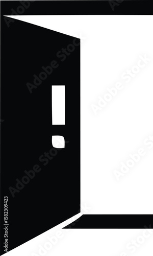 Open Door to Opportunity: A minimalist graphic design of an open door, symbolizing new beginnings, opportunities, and potential.