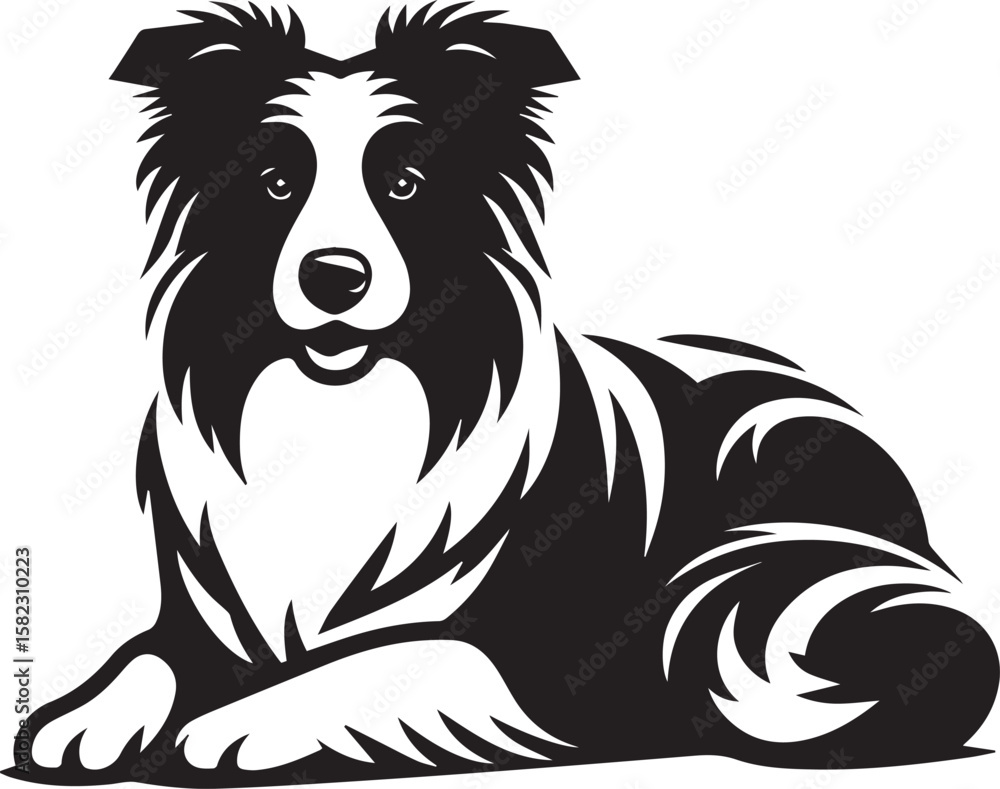 Obraz premium Border Collie Dog Vector – Silhouette