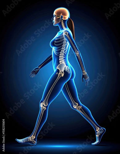 Walking Human Skeleton in Motion Anatomy CG Art