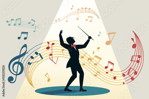 Mesmerizing Orchestra Conductor with Dynamic Swirl Music Designer Choice Collection Mysterious Intriguing Appeal Perfect for Commercial Marketing Projects Social Media Ready Visual Content Creative As