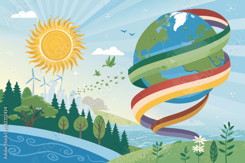 Remarkable Save the Planet with Wind and Sun Designer Choice Collection Mysterious Intriguing Appeal Ideal for Product Marketing Materials Social Media Ready Visual Content Creative Asset