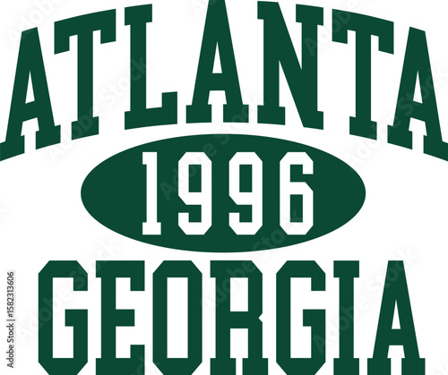 Atlanta Georgia  varsity wreaf LA cute college front typography slogan design sports Varsity College USA Trending Graphic Tee t-shirt logo slogan artwork typography tote badge emblem crest 