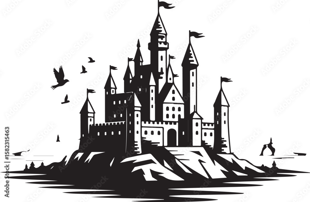 Obraz premium Medieval Castle Silhouette Bundle