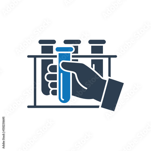 Hand Holding Test Tube Icon Isolated On White Background