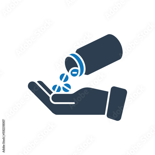 Hand catching pills Icon Isolated On White Background