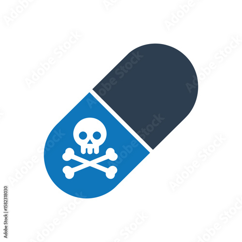 Poisonous pill warning Icon Isolated On White Background