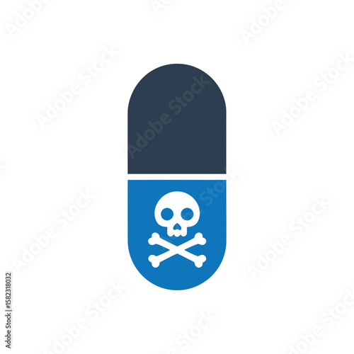 Poisonous pill symbol Icon Isolated On White Background