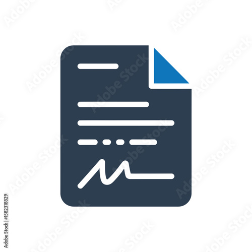 Document with Signature Icon Isolated On White Background