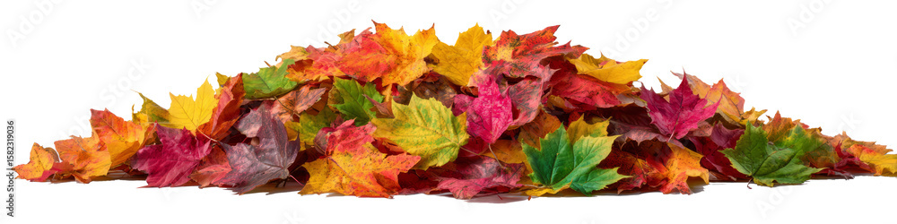 Obraz premium A pile of autumn leaves on a white background