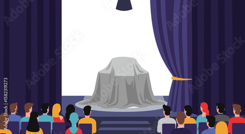 Audience anticipation for unveiling event in theater setting