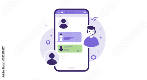 Modern messaging app interface with user chat avatars and notifications