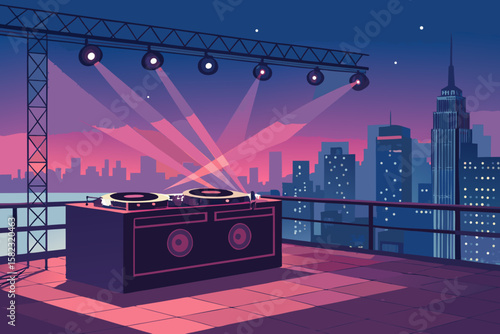 Remarkable Booth Rooftop Party City Lights and Sophisticated Design Element Clean Minimalist Design Excellent for Brand Identity Development Professional Grade Creative Asset Collection Creative Asset