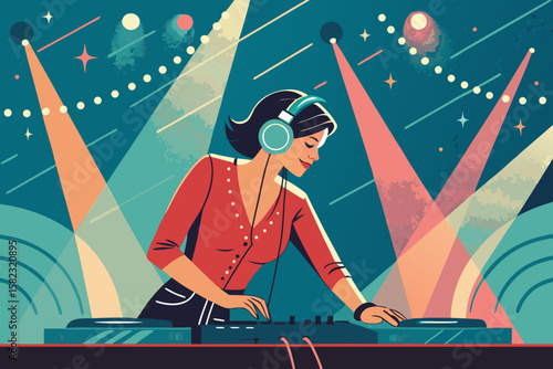 Extraordinary Female with Headphones and Vibrant Polished Creative Content Elegant Refined Style Excellent for Creative Portfolio Work Commercial Ready Professional Content Creative Asset