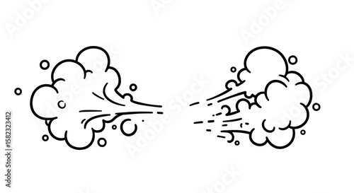 Comic style explosive plumes with dynamic motion lines