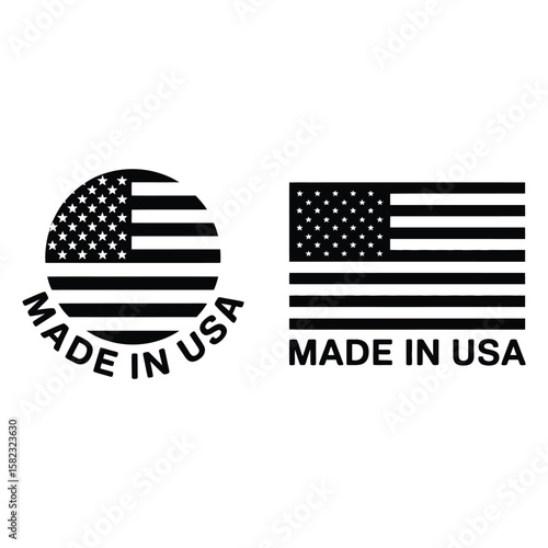 Made in the USA american product label with flag Pro Vector
