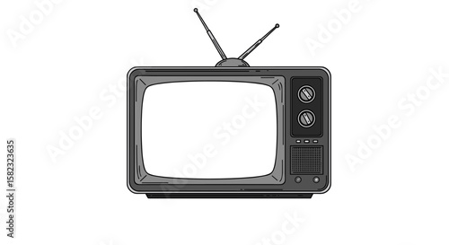 Retro television set with antennas in vintage style