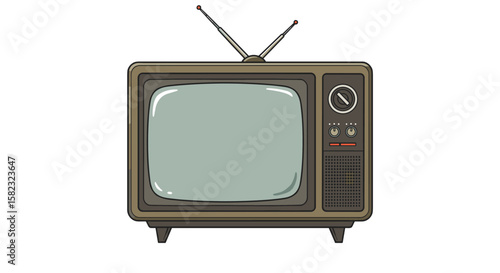 Retro television with antenna and knobs in a classic style