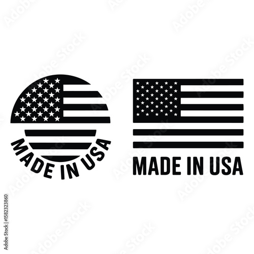 Made in the USA american product label with flag Pro Vector
