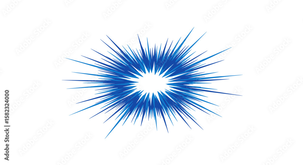 Fototapeta premium Radiant burst of blue spikes on white background