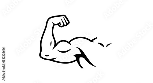 Stylized arm muscle flexing in minimalist black and white design