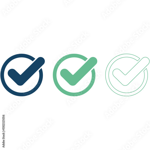 Checklist check mark logo vector or icon tick symbol in green color illustration accept okey symbol for approvement or cheklist design