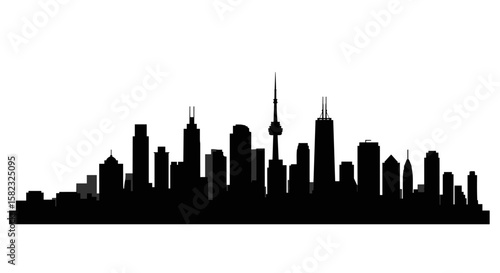 Cityscape silhouette of toronto skyline with iconic cn tower and skyscrapers
