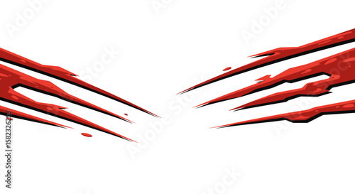 Dynamic red claw marks on white background in vibrant pop art style