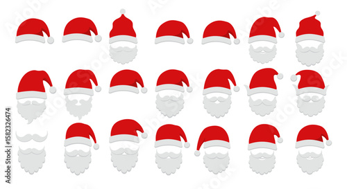 Free Download Festive santa hat and beard collection in flat style - GFXLoad