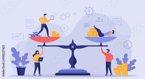 Business Professionals Balancing Financial Growth and Technology in Modern