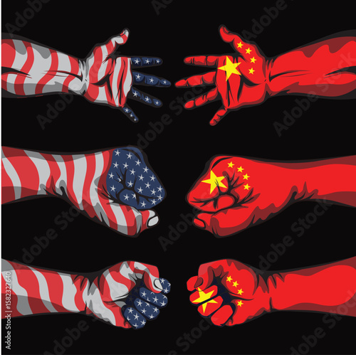 Set of American and Chinese manga hands.