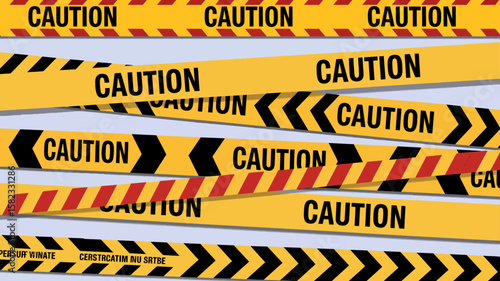 Yellow and Black Caution Stripes with Hazard Markings for Safety Warning
